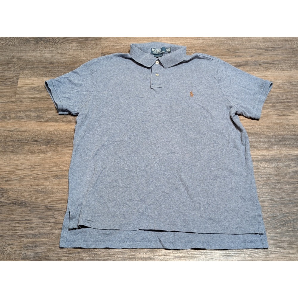 Polo Ralph Lauren Custom Fit Polo Shirt Mens XL Heather Blue Pony Logo Preppy